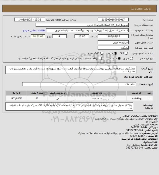 استعلام جوشکاری ساختمان سرویس بهداشتی برابرشرایط بارگذاری قیمت داده شود شهرداری در رد یا قبول یک یا تمام پیشنهادات مختار است
