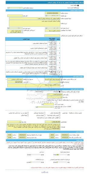 مناقصه، مناقصه عمومی یک مرحله ای روکش آسفالت