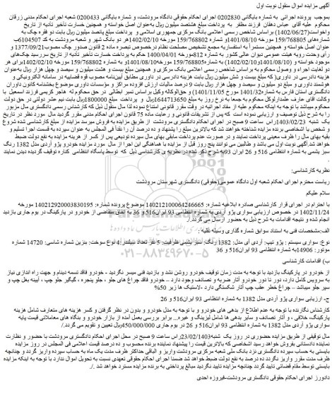 مزایده فروش سواری سیستم : پژو تیپ: آردی آی مدل: 1382 رنگ: سبز یشمی