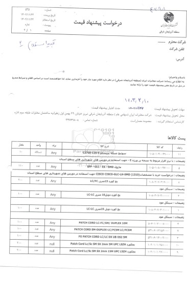 استعلام سوئیچ شبکه سیسکو 5-12-SC3750 ...