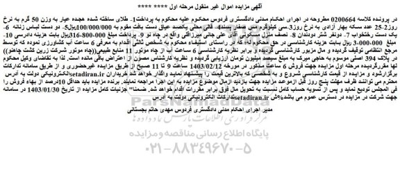 مزایده فروش 6 ساعت آب کشاورزی