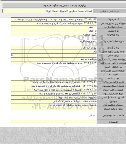 مناقصه, مناقصه انتخاب نیروهای حفاظتی و نگهبانی
