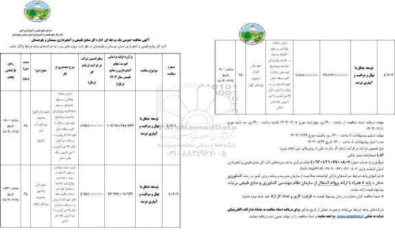 مناقصه توسعه جنگل با نهال و مراقبت و آبیاری عرصه....