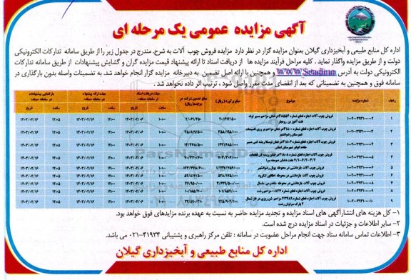  مزایده فروش چوب آلات ...