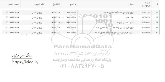 استعلام لیو روتیشن دستگاه حفاری CS-14 و ...