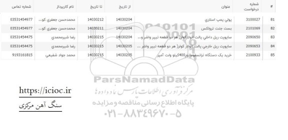 استعلام پولی پمپ اسلاری...