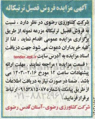 مزایده فروش قصیل ترتیکاله 