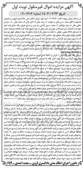 مزایده فروش ملک تحت پلاک ثبتی 1 فرعی از 2859 اصلی 