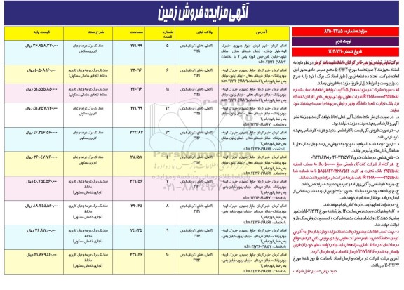 مزایده فروش ده قطعه زمین نوبت دوم