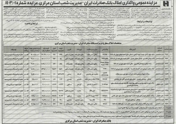 مزایده واگذاری املاک مازاد