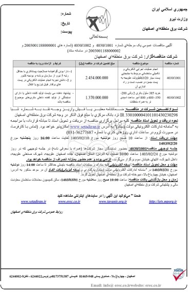 مناقصه انجام عملیات اجرایی الکتریکی و تکمیلی ساختمانی ...