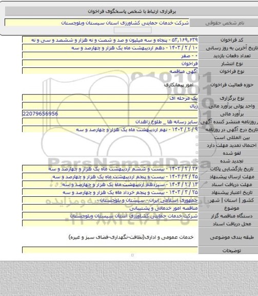 مناقصه, مناقصه امور خدماتی و پشتیبانی