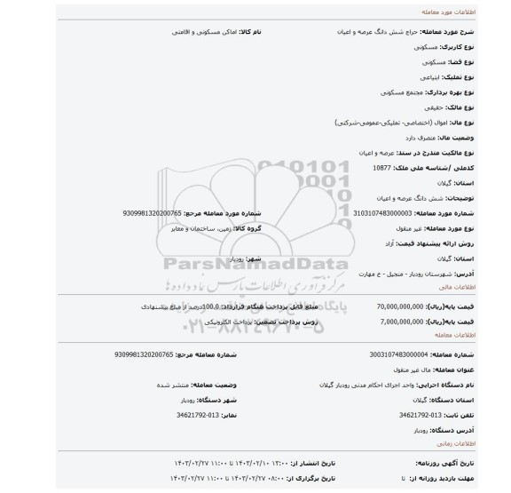 شش دانگ عرصه و اعیان