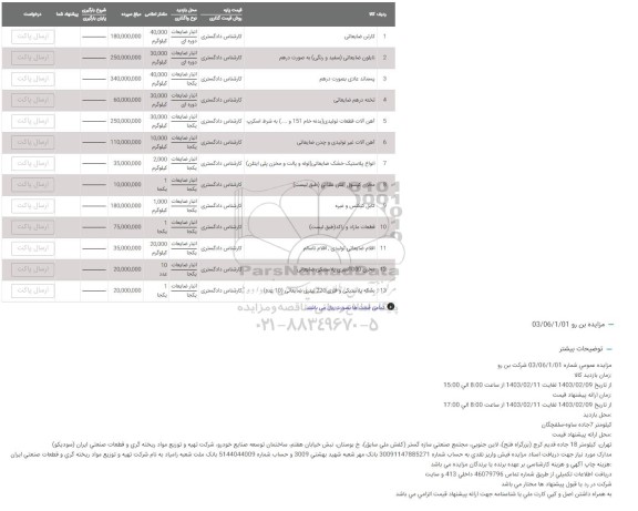 مزایده عمومی کارتن ضایعاتی ....