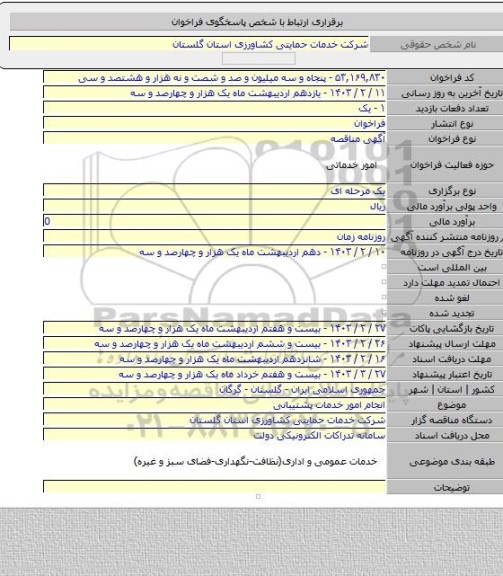 مناقصه, انجام امور خدمات پشتیبانی