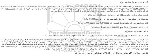 مزایده فروش یک دستگاه کولر سپیلیت جنرال 12هزار طرح لبخند سفیدرنگ و...
