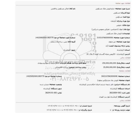 فروش ملک مسکونی