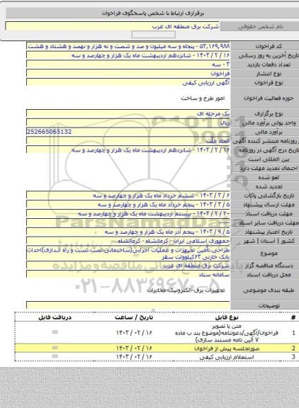 مناقصه, طراحی،تأمین تجیهزات و عملیات اجرایی(ساختمانی،نصب،تست و راه اندازی)احداث بانک خازنی ۶۳کیلوولت سقز