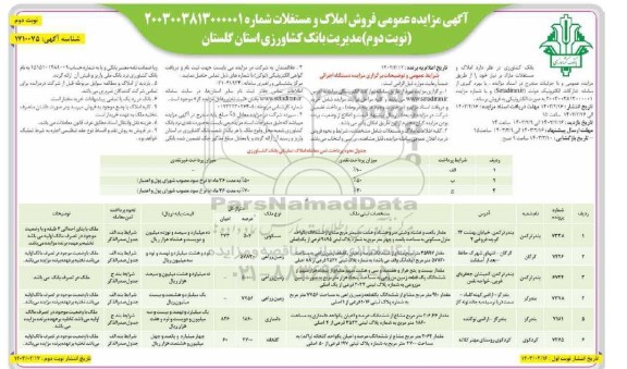 مزایده عمومی فروش املاک و مستغلات- نوبت دوم