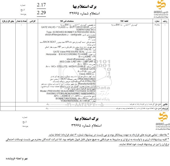 استعلام گیت والو  