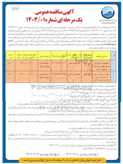 مناقصه حقوق و مزایای نیروهای حجمی شرکت به تعداد 28 نفر و ...