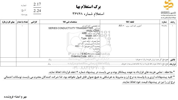 استعلام آنالیزور کنداکت سری AX-400