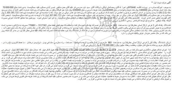 مزایده فروش ششدانگ پلاک ثبتی 2 فرعی از21 اصلی