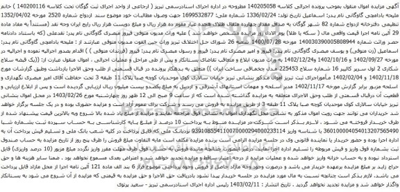 آگهی مزایده یک قبضه سلاح شکاری 2 لول سرپر کالیبر