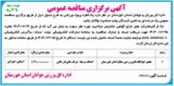 مناقصه تجهیز خوابگاه های ورزشی - نوبت دوم