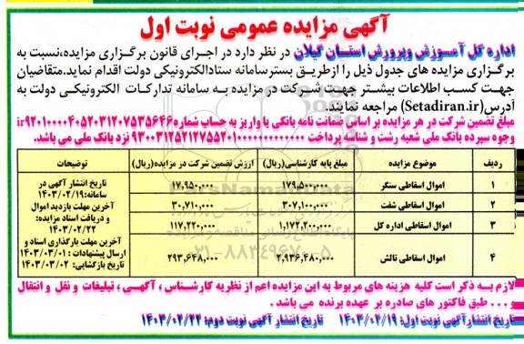 مزایده اموال اسقاطی ...
