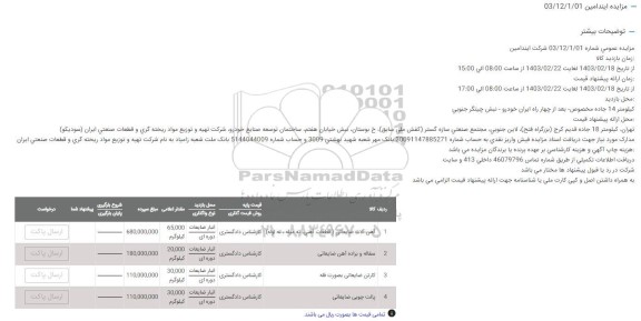 مزایده آهن آلات ضایعاتی و...