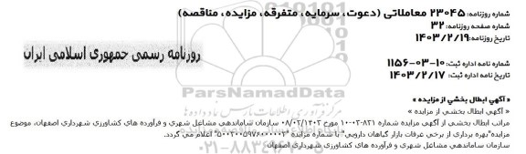 ابطال بخشی مزایده بهره برداری از بازار روز ...