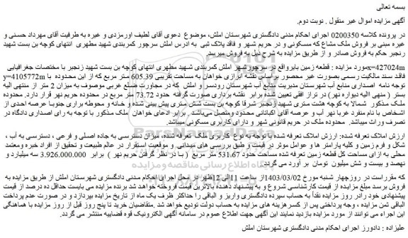 مزایده فروش قطعه زمین بایر