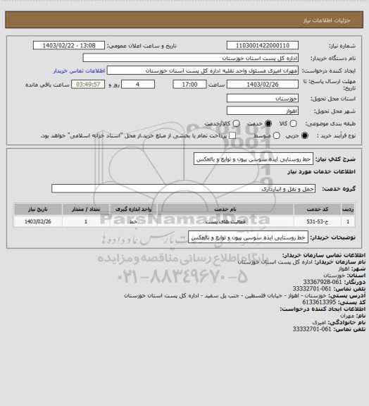 استعلام خط روستایی ایذه سوسن پیون و توابع و بالعکس