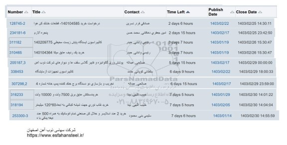 استعلام خرید قطعات خشک کن هوا....