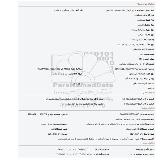 فروش مال غیرمنقول مشاعی