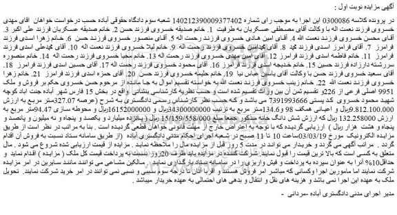 مزایده فروش ملک 