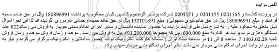 مزایده فروش 822 عدد دستگیره فلزی درب پراید