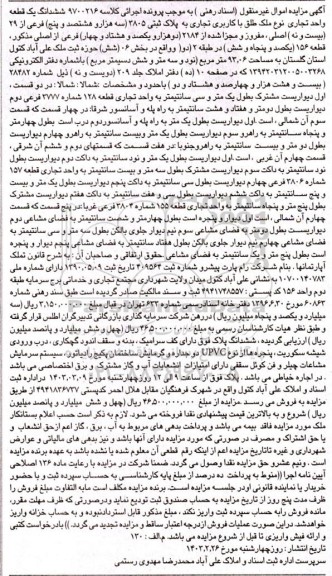 مزایده فروش ششدانگ یک قطعه واحد تجاری به پلاک ثبتی 3805 فرعی از 29 اصلی