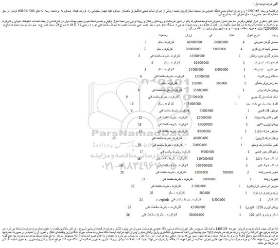 مزایده صندلی گردان مدیریتی....