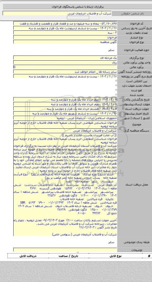 مناقصه, فراخوان شناسایی متقاضی خرید پساب تصفیه خانه های فاضلاب خارج از حوضه آبریز دریاچه ارومیه