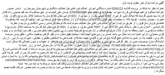 مزایده پلاک ثبتی  فرعی از 5087 اصلی 