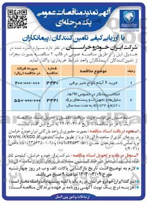 مناقصه خرید 6 آیتم انواع شیر برقی....