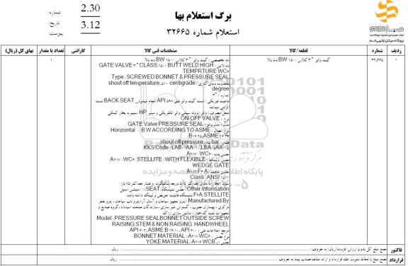 استعلام گیت والو  