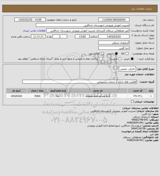 استعلام کارکرد حجمی