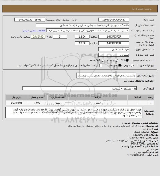 استعلام وارنیش سدیم فلوراید 0/05درصد مطابق لیست پیوستی