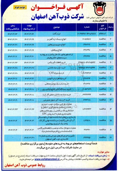 فراخوان ابزارآلات ، انواع دیسک اره آهن بر.... - نوبت دوم 
