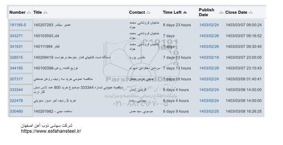 استعلام تعمیر سیلندر و ...
