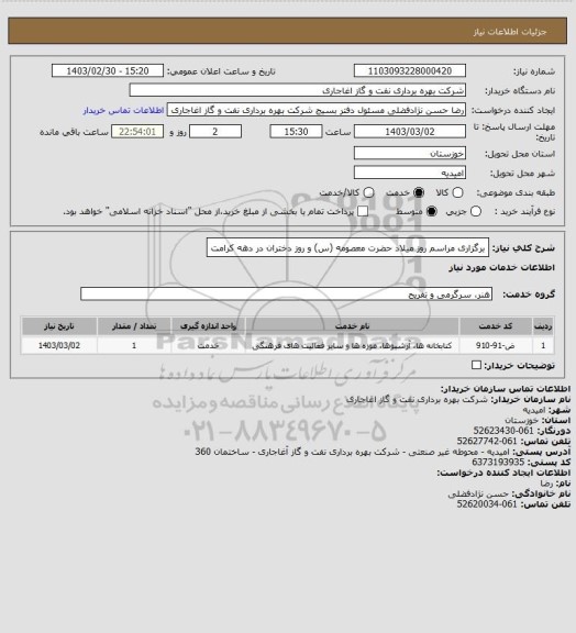 استعلام برگزاری مراسم روز میلاد حضرت معصومه (س) و روز دختران در دهه کرامت