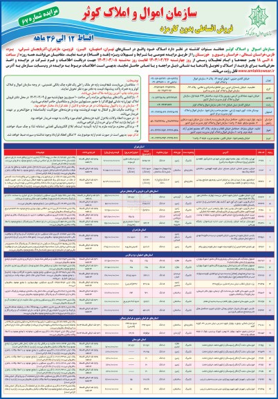 مزایده فروش املاک